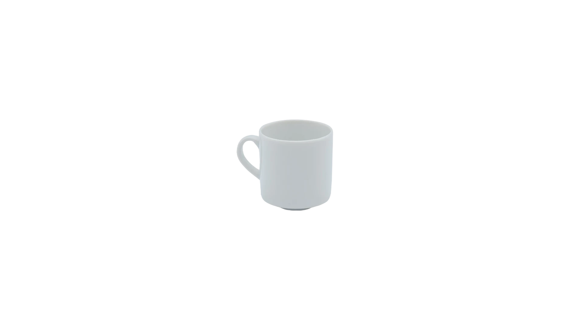 ADA Kaffeetasse, Frontansicht — kompakte Silhouette mit charakteristischem Bandhenkel aus Porzellan