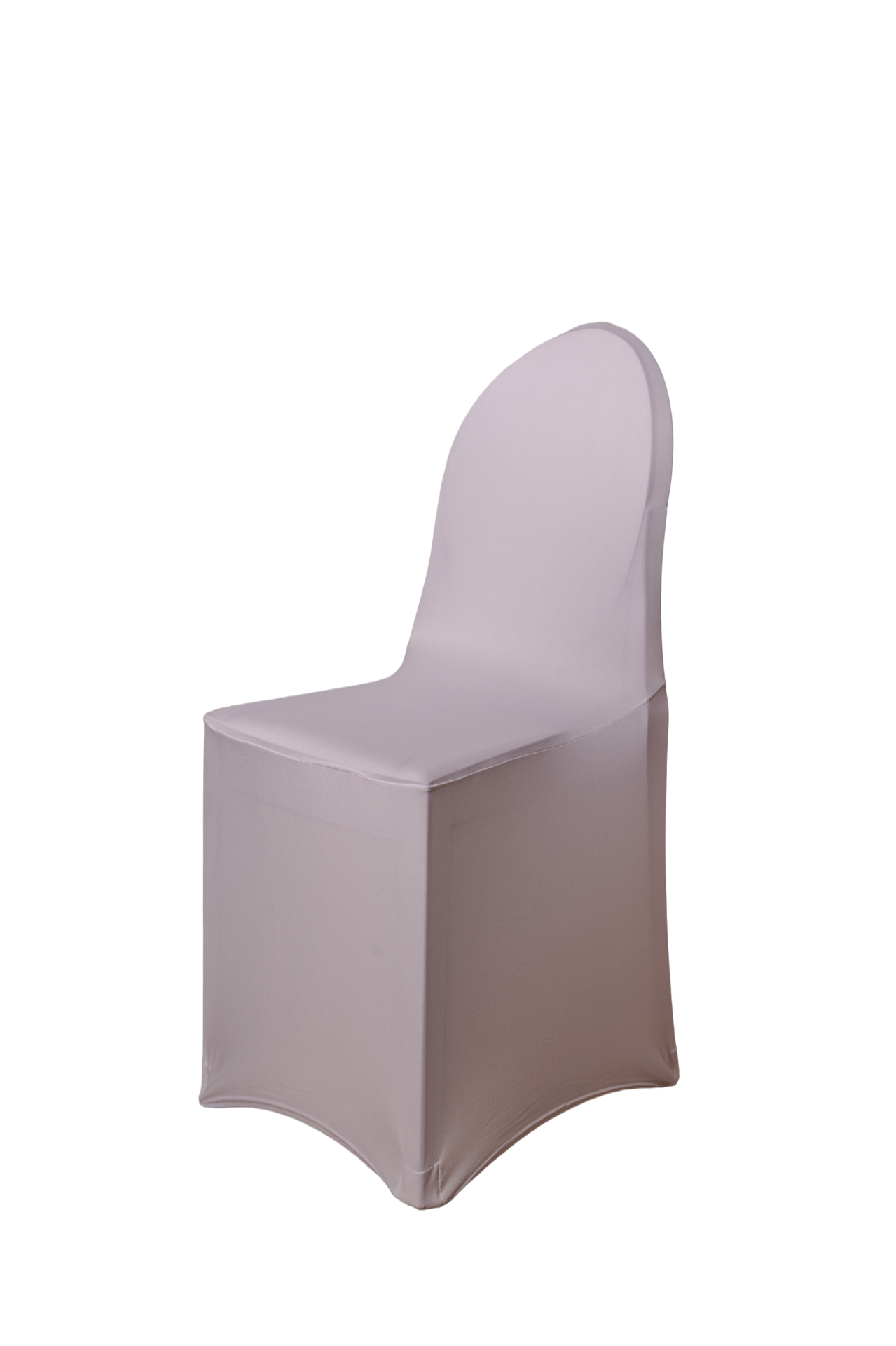 Ghost Chair mit altrosa Stretchhusse, seitliche Ansicht — weicher Bezug für ein einheitliches Tafelbild