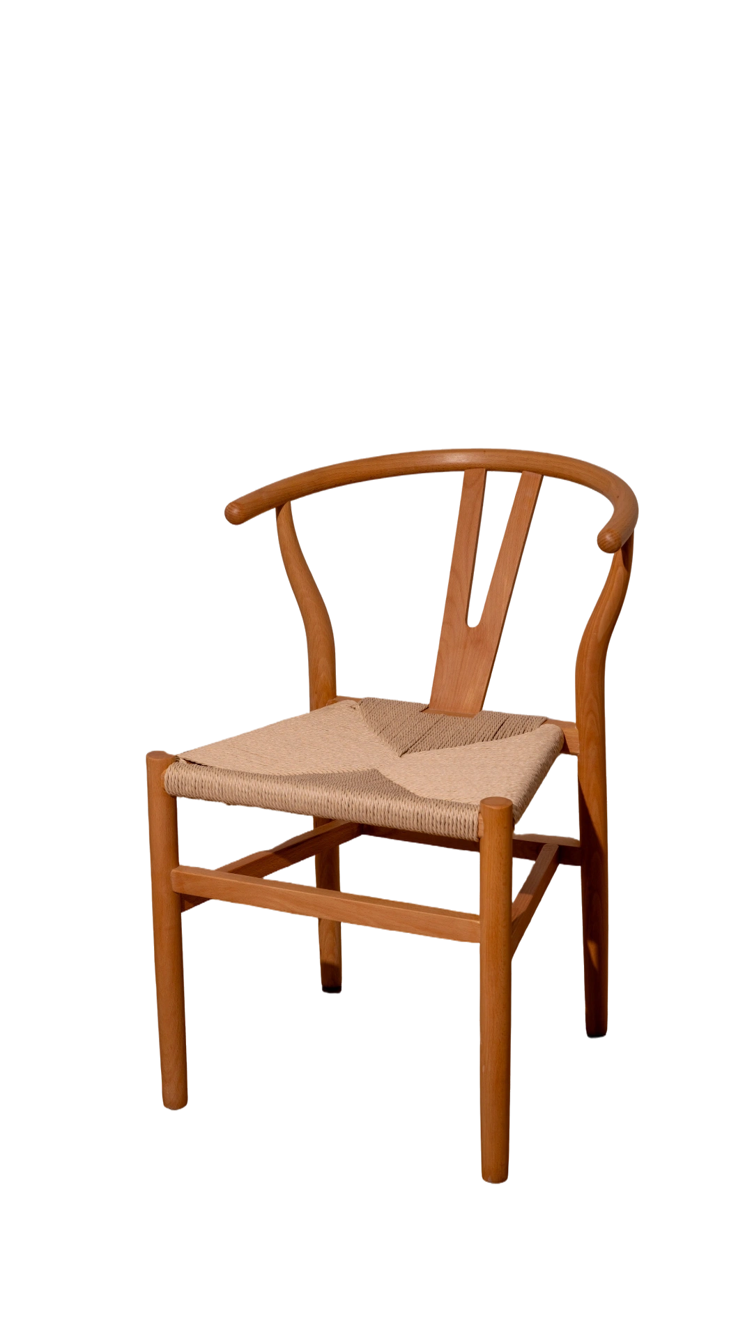 Wishbone Style Chair in Naturholz, Seitenansicht — filigrane Linienführung des Buchengestells